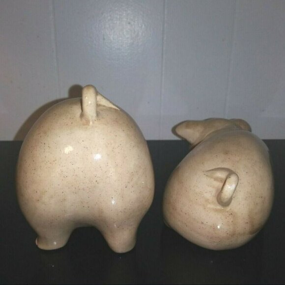 VTG ceramic Porcelain Pigs piglets by Isabel Kurtz 1991 beige figurines FLAW - Picture 4 of 7